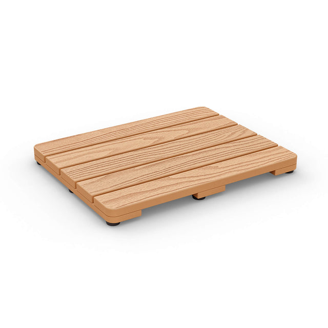 Upstreman 16" Shower Mat for Inside Shower Bath Mat for Bathroom Floor Spa Mat Water Resistance No-Maintenance Wooden-Like Non Slip for Bathtub, Pool, Seaside, Indoor & Outdoor Use (Teak Color)