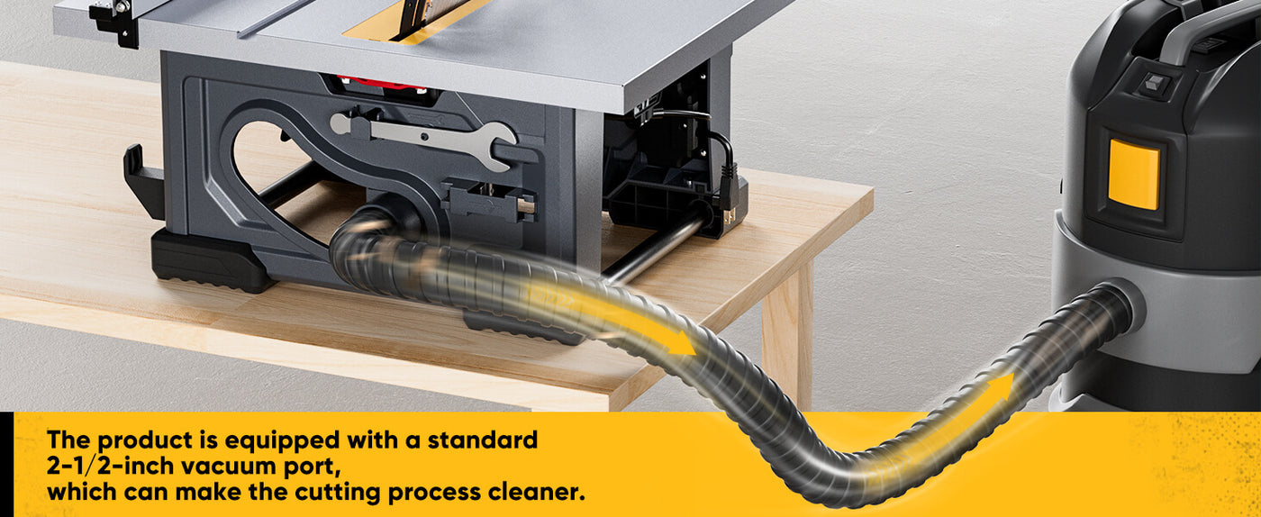 Upstreman M1 Pro 8.25" Table Saw, 13Amps, 5700RPM Rotor, with 24T Blade, Equipping with Onboard Carrying Handle Easy to Carry, 2.1“ Cut at 0 Deg, 1.6” Cut at 45 Deg, 0-45 Deg Adjustable