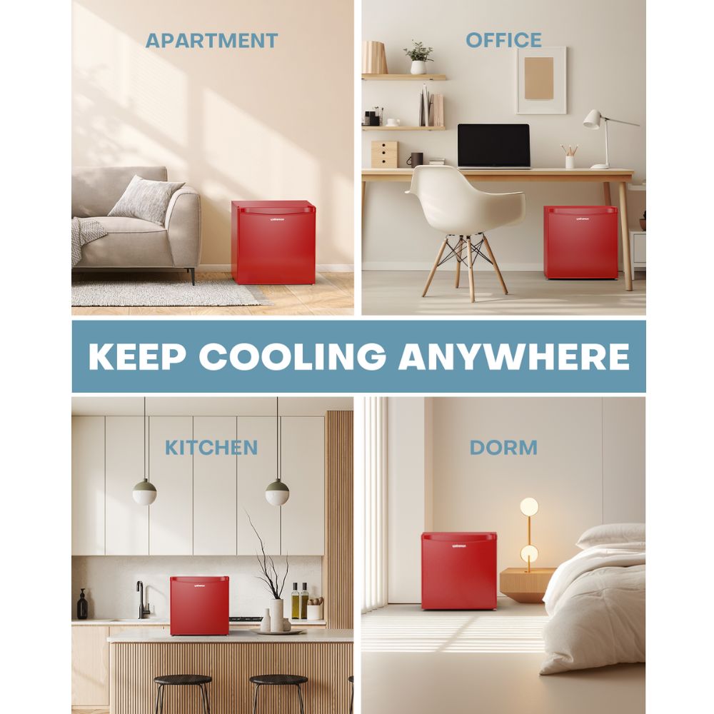 Upstreman 1.7 Cu.ft Mini Fridge with Freezer, Adjustable Thermostat, Energy Saving, Low Noise, Single Door Compact Refrigerator for Dorm, Office, Bedroom