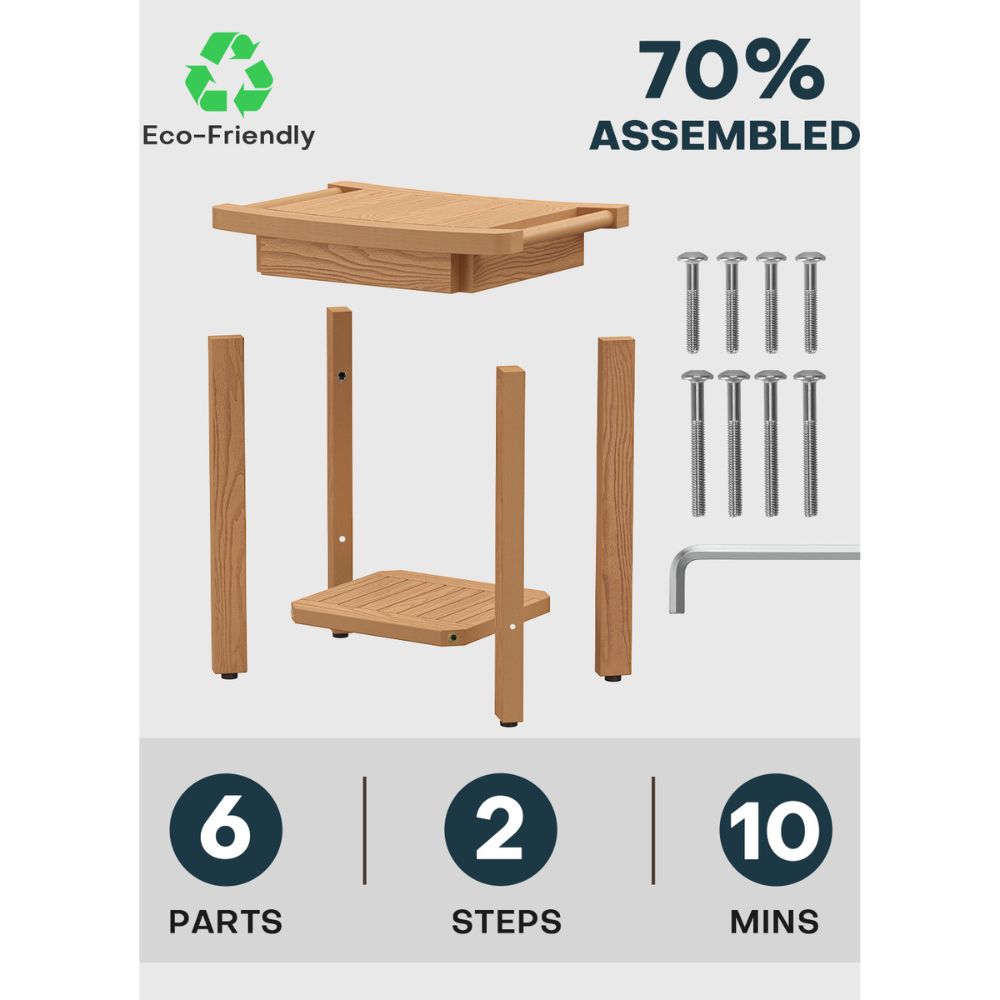 Upstreman 16" Shower Benches for Inside Shower Stool with Large Storage Shelf Water Resistant & Non-Slip Feets Design for Bathroom Living Room Bedroom (Teak Color)