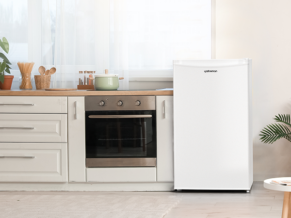 Upstreman 3.2 Cu.Ft Mini Fridge with Freezer, Single Door Mini Fridge, Adjustable Thermostat, Mini Refrigerator for Dorm, Office, Bedroom, White