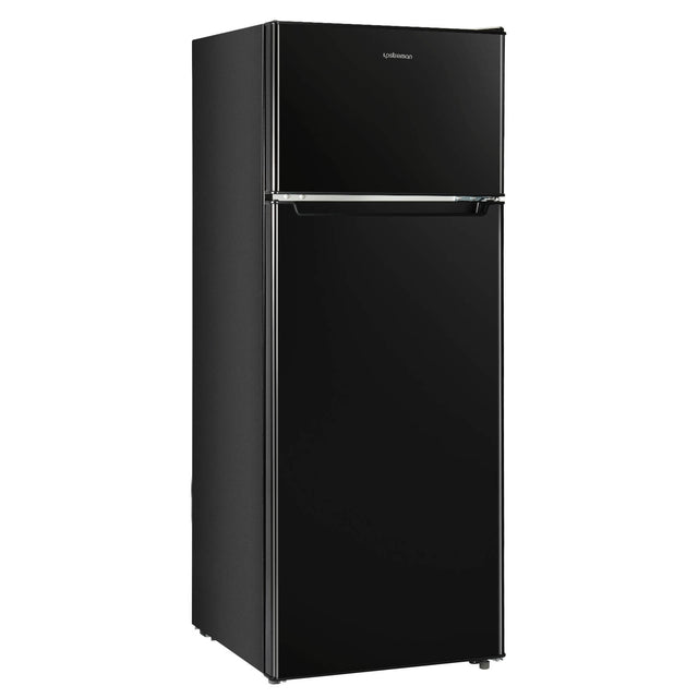 Upstreman 7.7 Cu.Ft. Double Door-Apartment Size Fridge with Large Capacity Top Freezer, Adjustable Thermostat Control, Reversible Door Swing,Black(BD75)