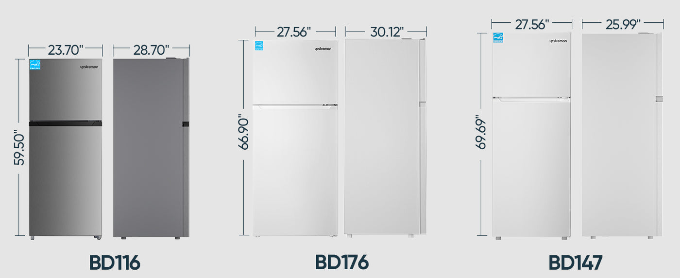 Upstreman 14.7 Cu.Ft. Double Door Fridge in White Steel with Large Capacity Top Freezer, Frost Free, Adjustable Thermostat Control, Fingerprint-resistant,Reversible Door Swing, ENERGY STAR