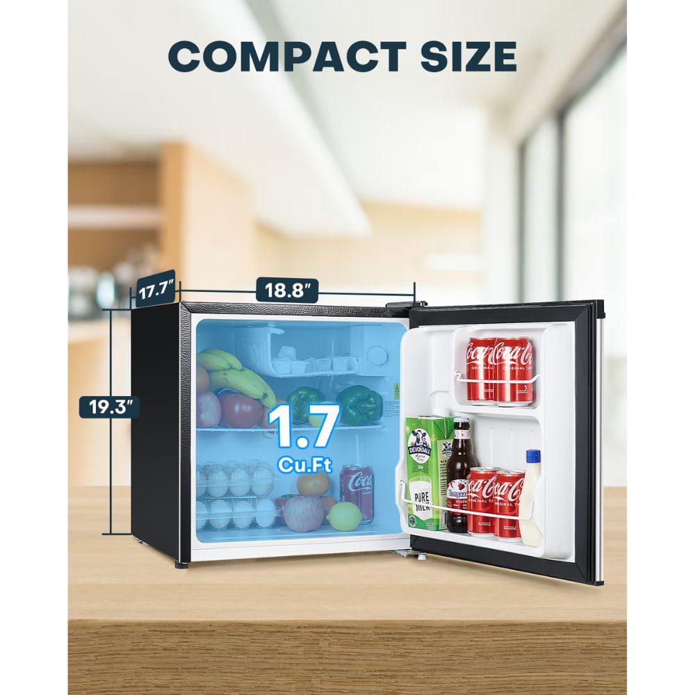 Upstreman 1.7 Cu.ft Mini Fridge with Freezer, Adjustable Thermostat, Energy Saving, Low Noise, Single Door Compact Refrigerator for Dorm, Office, Bedroom