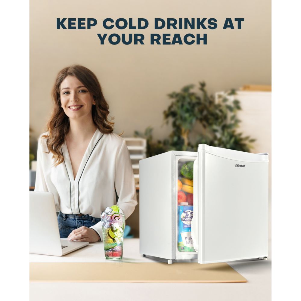 Upstreman 1.7 Cu.ft Mini Fridge with Freezer, Adjustable Thermostat, Energy Saving, Low Noise, Single Door Compact Refrigerator for Dorm, Office, Bedroom