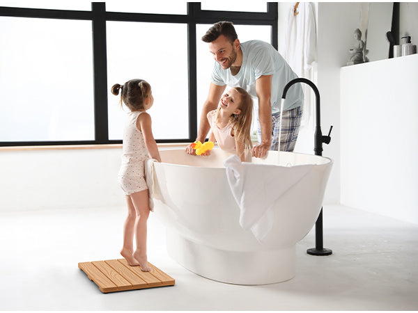 Upstreman 16" Shower Mat for Inside Shower Bath Mat for Bathroom Floor Spa Mat Water Resistance No-Maintenance Wooden-Like Non Slip for Bathtub, Pool, Seaside, Indoor & Outdoor Use (Teak Color)