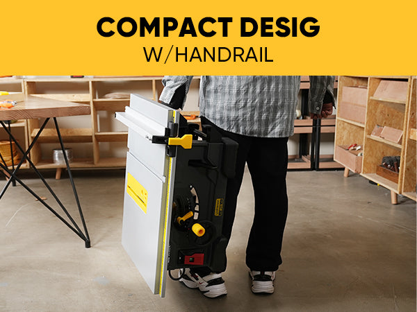 Upstreman M1 Pro 8.25" Table Saw, 13Amps, 5700RPM Rotor, with 24T Blade, Equipping with Onboard Carrying Handle Easy to Carry, 2.1“ Cut at 0 Deg, 1.6” Cut at 45 Deg, 0-45 Deg Adjustable