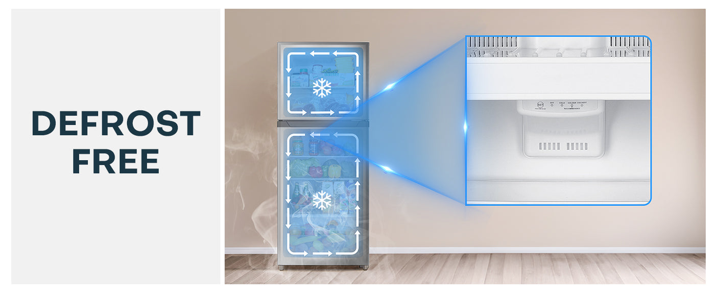 Upstreman 11.6 Cu.Ft. Double Door Fridge in Stainless Steel with Large Capacity Top Freezer, Auto Defrost, Adjustable Thermostat Control, Reversible Door Swing, ENERGY STAR