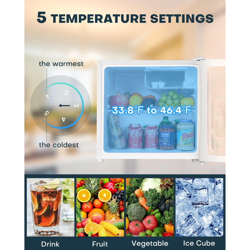 Upstreman 1.7 Cu.ft Mini Fridge with Freezer, Adjustable Thermostat, Energy Saving, Low Noise, Single Door Compact Refrigerator for Dorm, Office, Bedroom