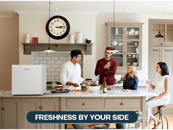 Upstreman 1.7 Cu.ft Mini Fridge with Freezer, Adjustable Thermostat, Energy Saving, Low Noise, Single Door Compact Refrigerator for Dorm, Office, Bedroom