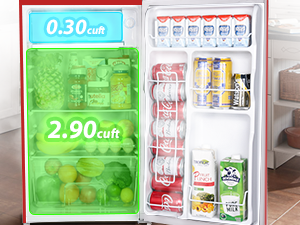 Upstreman 3.2 Cu.Ft Mini Fridge with Freezer, Single Door, Adjustable Thermostat, Refrigerator for Dorm, Office, Bedroom