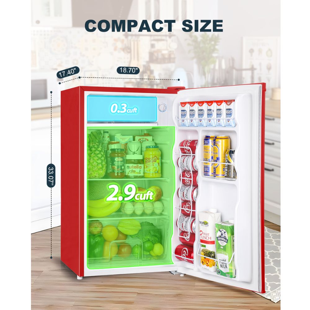 Upstreman 3.2 Cu.Ft Mini Fridge with Freezer, Single Door, Adjustable Thermostat, Refrigerator for Dorm, Office, Bedroom