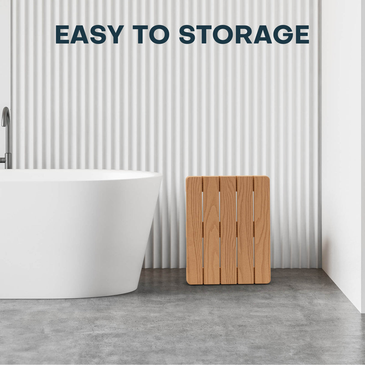 Upstreman 16" Shower Mat for Inside Shower Bath Mat for Bathroom Floor Spa Mat Water Resistance No-Maintenance Wooden-Like Non Slip for Bathtub, Pool, Seaside, Indoor & Outdoor Use (Teak Color)