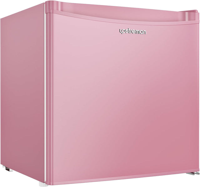 1.7 Cu.Ft Mini Fridge with Freezer, Dorm Essentials, Adjustable Thermostat, Energy Saving, Low Noise, Single Door Compact Refrigerator for Dorm, Office, Bedroom, Pink-Fr17