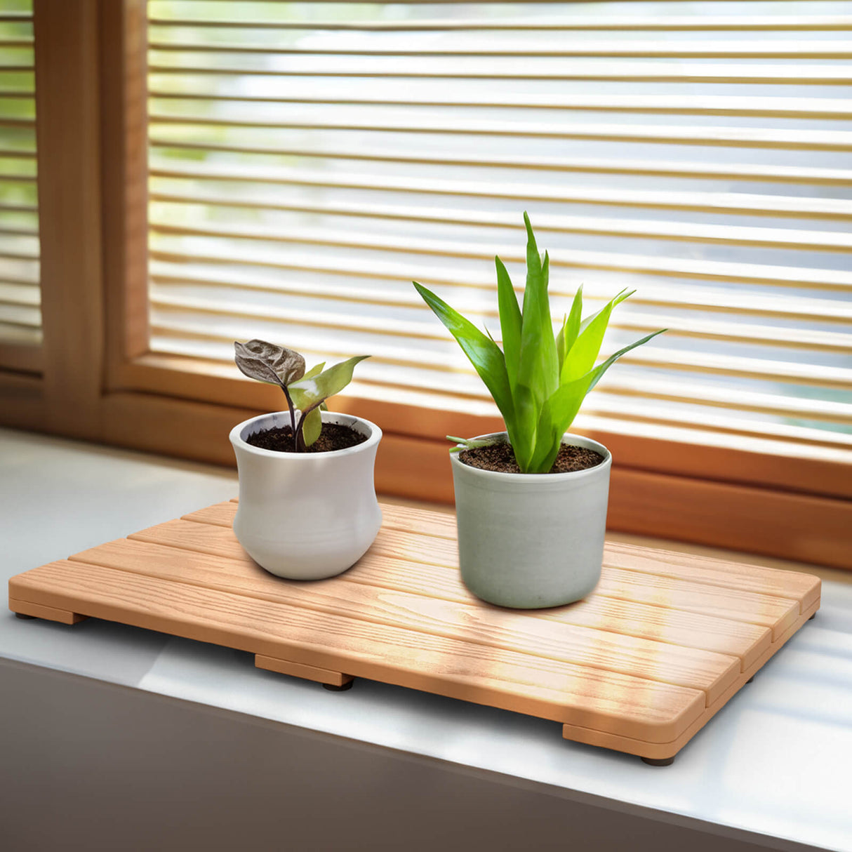 Upstreman 24" Shower Mat for Inside Shower Bath Mat for Bathroom Floor Spa Mat Water Resistance No-Maintenance Wooden-Like Non Slip for Bathtub, Pool, Seaside, Indoor & Outdoor Use (Teak Color)