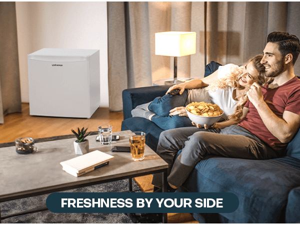 Upstreman 1.7 Cu.ft Mini Fridge with Freezer, Adjustable Thermostat, Energy Saving, Low Noise, Single Door Compact Refrigerator for Dorm, Office, Bedroom