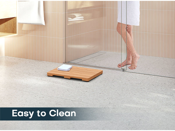 Upstreman 16" Shower Mat for Inside Shower Bath Mat for Bathroom Floor Spa Mat Water Resistance No-Maintenance Wooden-Like Non Slip for Bathtub, Pool, Seaside, Indoor & Outdoor Use (Teak Color)