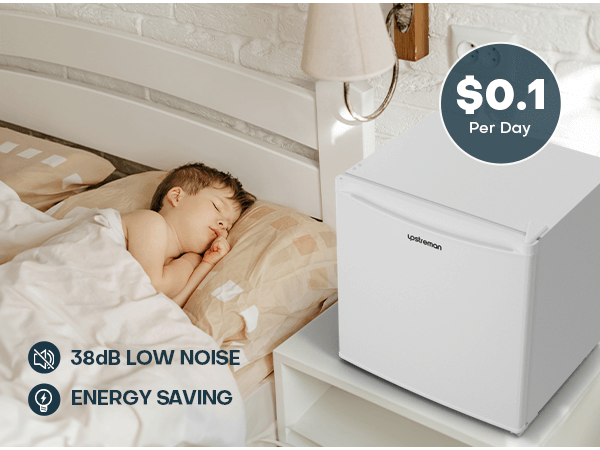 Upstreman 1.7 Cu.ft Mini Fridge with Freezer, Adjustable Thermostat, Energy Saving, Low Noise, Single Door Compact Refrigerator for Dorm, Office, Bedroom