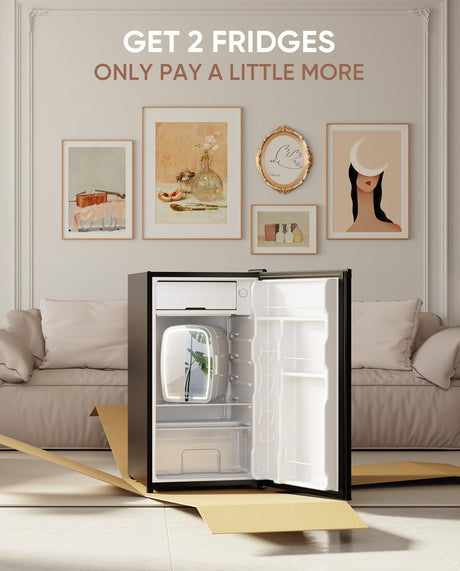 BR321A, 3.2 Cu.Ft. Mini Fridge and 6L Skincare Fridge in 1 Package