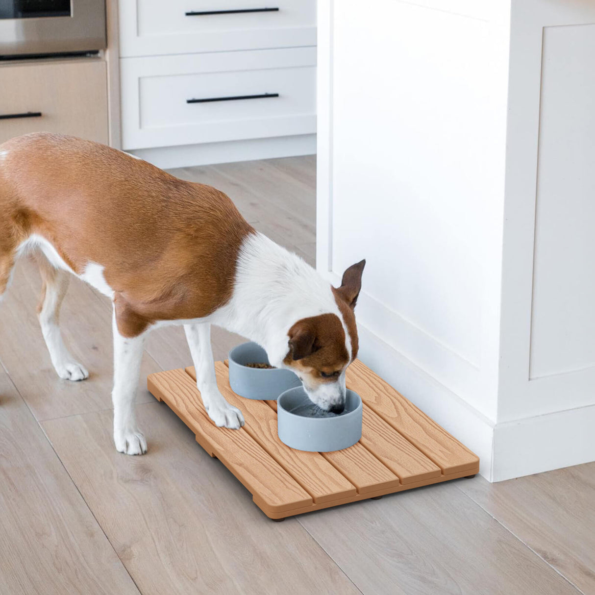 Upstreman 24" Shower Mat for Inside Shower Bath Mat for Bathroom Floor Spa Mat Water Resistance No-Maintenance Wooden-Like Non Slip for Bathtub, Pool, Seaside, Indoor & Outdoor Use (Teak Color)