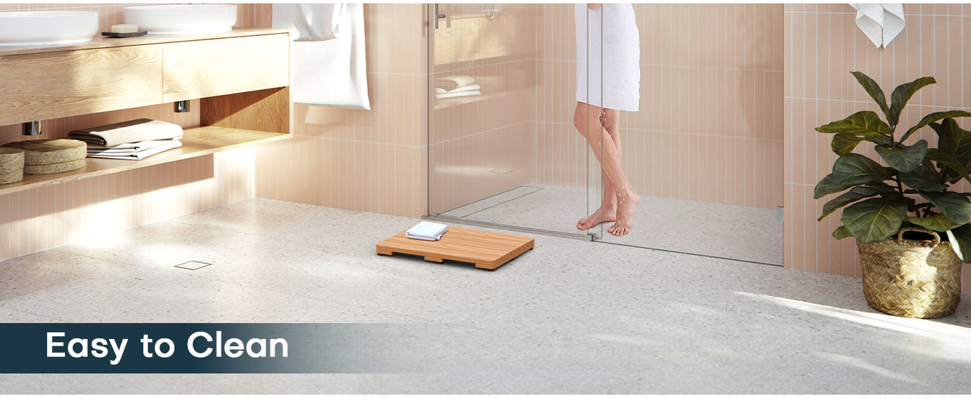 Upstreman 16" Shower Mat for Inside Shower Bath Mat for Bathroom Floor Spa Mat Water Resistance No-Maintenance Wooden-Like Non Slip for Bathtub, Pool, Seaside, Indoor & Outdoor Use (Teak Color)