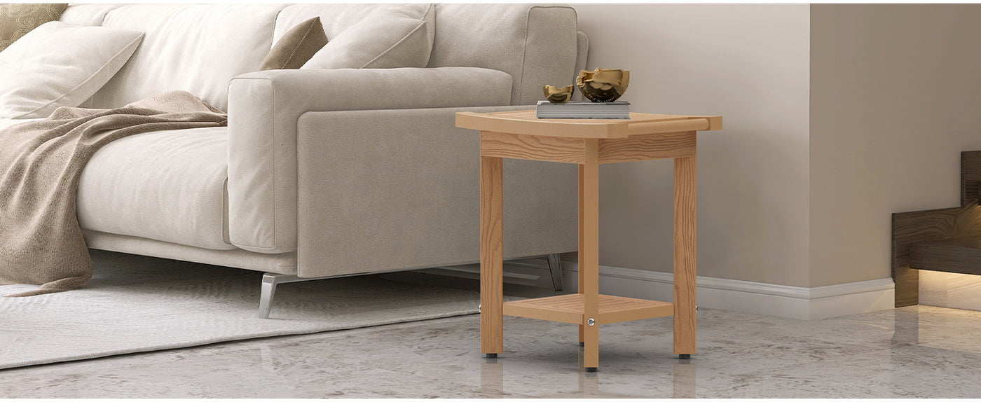Play Video Click to see more videos        2 VIDEOS Upstreman 16" Shower Benches for Inside Shower Stool with Large Storage Shelf Water Resistant & Non-Slip Feets Design for Bathroom Living Room Bedroom (Teak Color)
