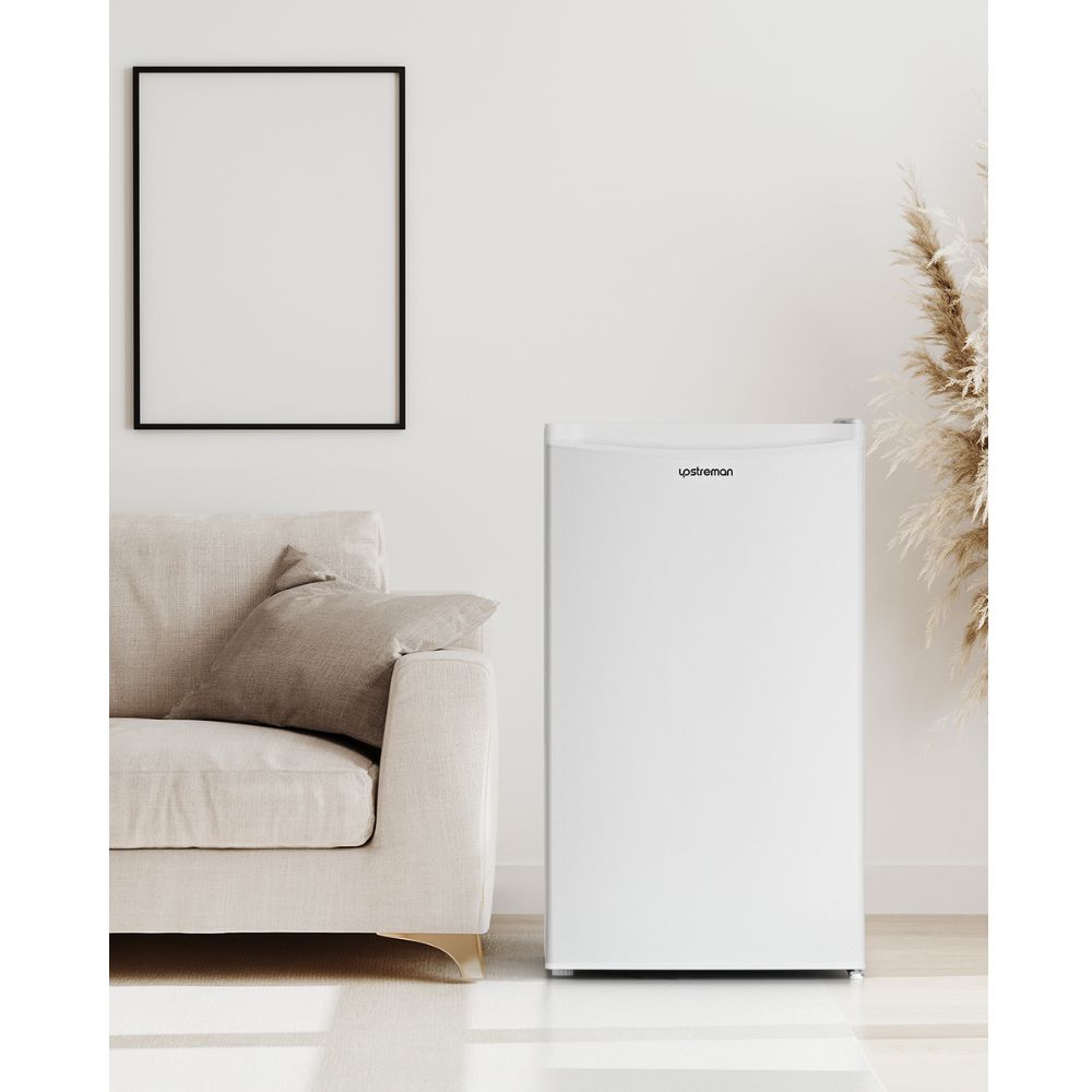 Upstreman 3.2 Cu.Ft Mini Fridge with Freezer, Single Door Mini Fridge, Adjustable Thermostat, Mini Refrigerator for Dorm, Office, Bedroom, White