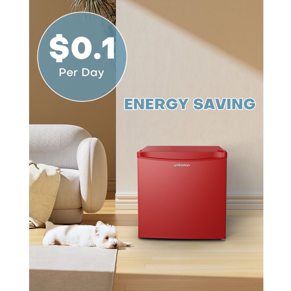 Upstreman 1.7 Cu.ft Mini Fridge with Freezer, Adjustable Thermostat, Energy Saving, Low Noise, Single Door Compact Refrigerator for Dorm, Office, Bedroom