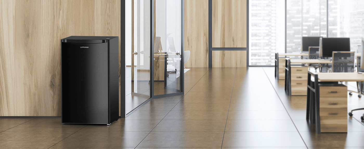 Upstreman 3.2 Cu.Ft Mini Fridge with Freezer, Single Door, Adjustable Thermostat, Refrigerator for Dorm, Office, Bedroom