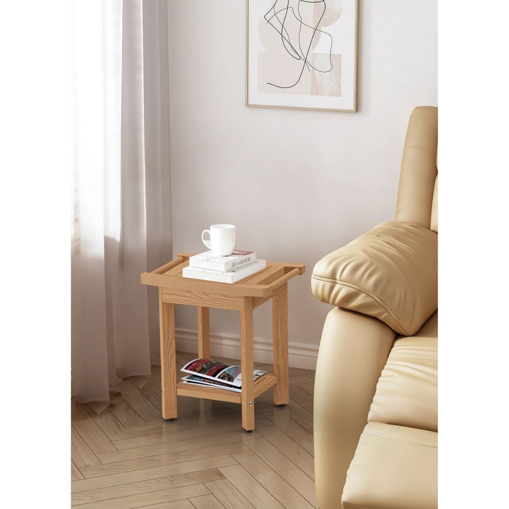 Upstreman 16" Shower Benches for Inside Shower Stool with Large Storage Shelf Water Resistant & Non-Slip Feets Design for Bathroom Living Room Bedroom (Teak Color)