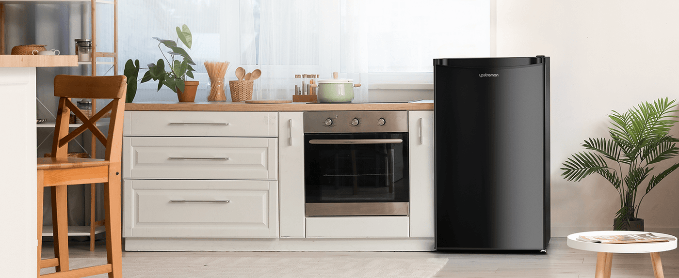 Upstreman 3.2 Cu.Ft Mini Fridge with Freezer, Single Door, Adjustable Thermostat, Refrigerator for Dorm, Office, Bedroom