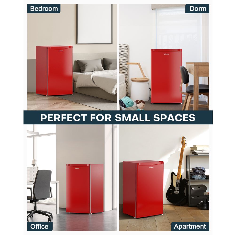 Upstreman 3.2 Cu.Ft Mini Fridge with Freezer, Single Door, Adjustable Thermostat, Refrigerator for Dorm, Office, Bedroom