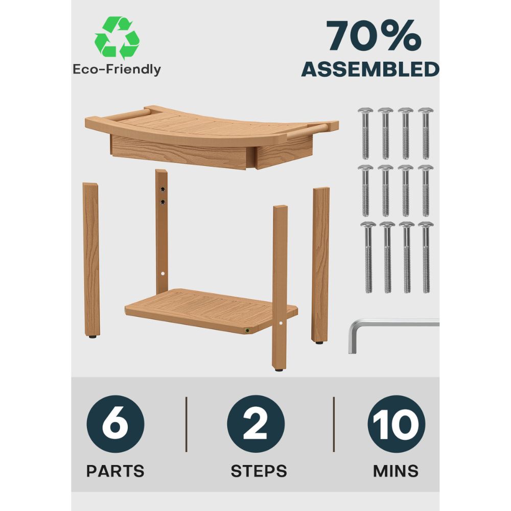 Upstreman 24" Shower Benches for Inside Shower Stool with Large Storage Shelf Water Resistant & Non-Slip Feets Design for Bathroom Living Room Bedroom (Teak Color)