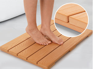 Upstreman 16" Shower Mat for Inside Shower Bath Mat for Bathroom Floor Spa Mat Water Resistance No-Maintenance Wooden-Like Non Slip for Bathtub, Pool, Seaside, Indoor & Outdoor Use (Teak Color)