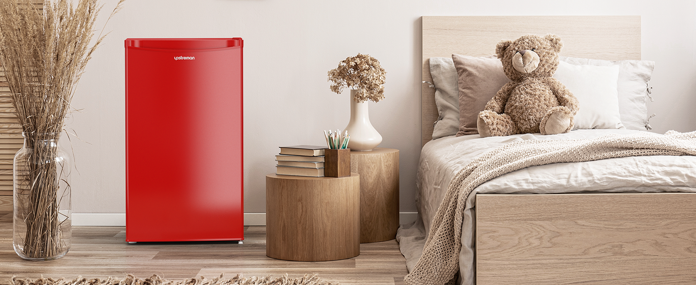 Upstreman 3.2 Cu.Ft Mini Fridge with Freezer, Single Door, Adjustable Thermostat, Refrigerator for Dorm, Office, Bedroom