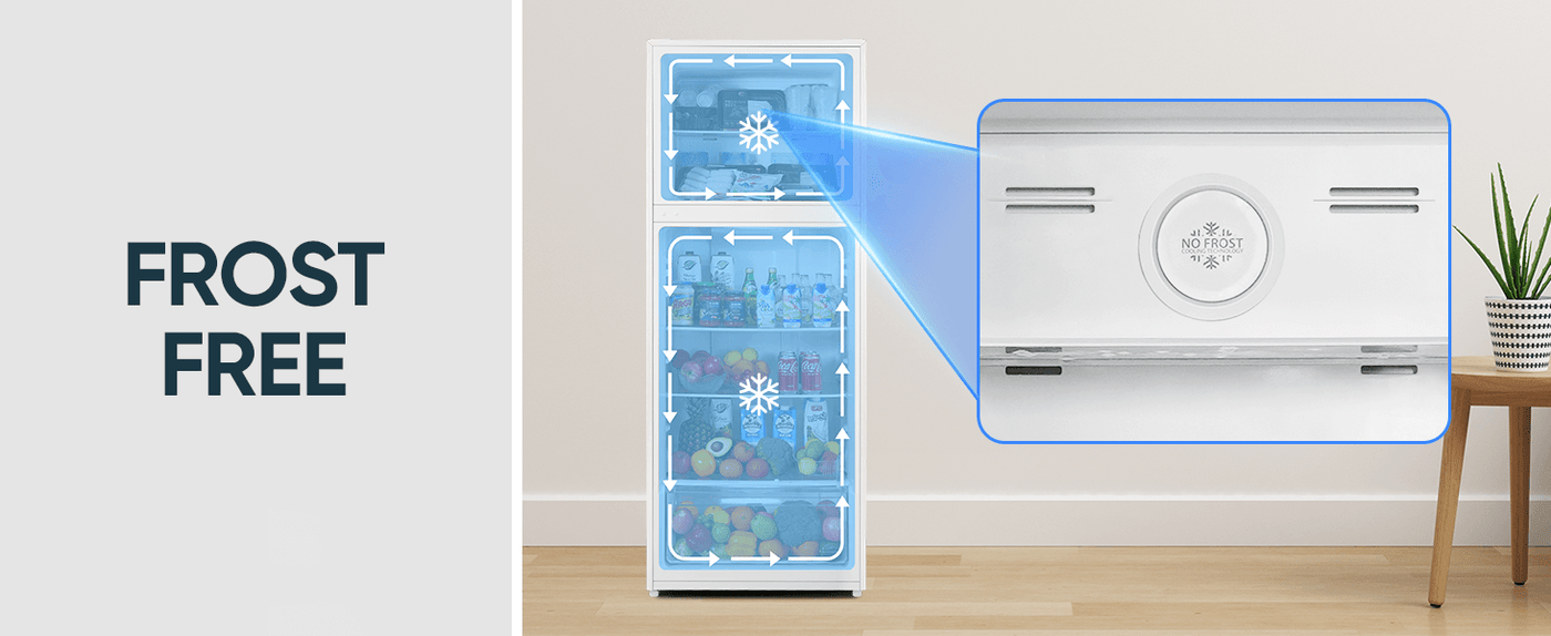 Upstreman 14.7 Cu.Ft. Double Door Fridge in White Steel with Large Capacity Top Freezer, Frost Free, Adjustable Thermostat Control, Fingerprint-resistant,Reversible Door Swing, ENERGY STAR