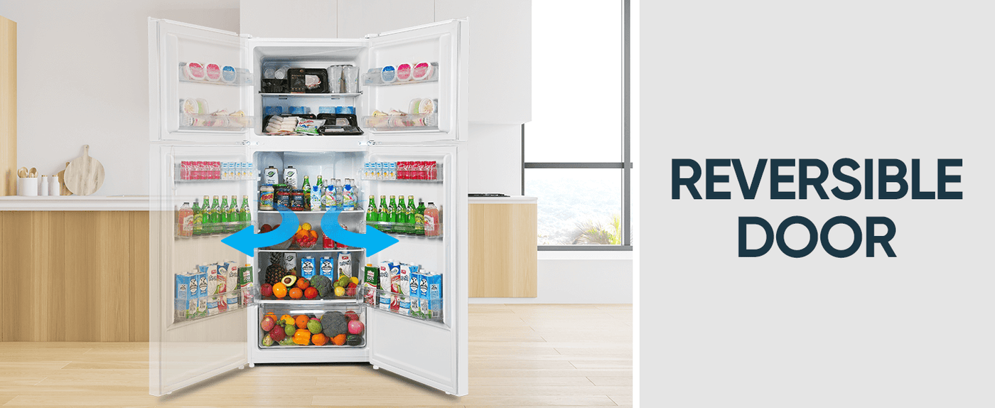 Upstreman 14.7 Cu.Ft. Double Door Fridge in White Steel with Large Capacity Top Freezer, Frost Free, Adjustable Thermostat Control, Fingerprint-resistant,Reversible Door Swing, ENERGY STAR