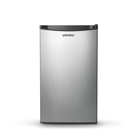 Upstreman 3.2 Cu.Ft Mini Fridge with Freezer, Single Door, Adjustable Thermostat, Refrigerator for Dorm, Office, Bedroom, Stainless