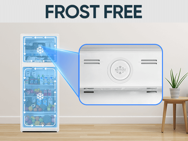 Upstreman 14.7 Cu.Ft. Double Door Fridge in White Steel with Large Capacity Top Freezer, Frost Free, Adjustable Thermostat Control, Fingerprint-resistant,Reversible Door Swing, ENERGY STAR