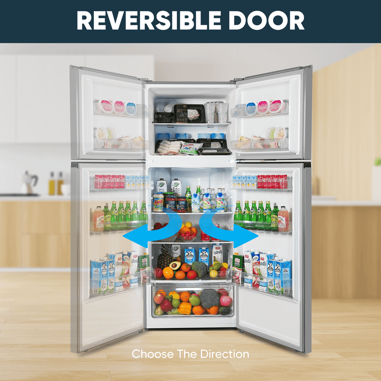 pstreman 14.7 Cu.Ft. Double Door Fridge in White Steel with Large Capacity Top Freezer, Frost Free, Adjustable Thermostat Control, Fingerprint-resistant,Reversible Door Swing, ENERGY STAR