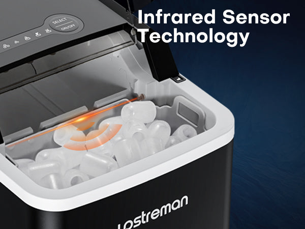 Upstreman Y90 Countertop Ice Maker, Self-Cleaning Ice Cube Maker Machine, Max 26Lbs/Day, 9 Ice Cubes Ready in 6 Mins, Portable Bullet Ice Maker for Home, Kitchen, Office, Party