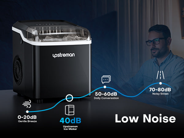 Upstreman Y90 Countertop Ice Maker, Self-Cleaning Ice Cube Maker Machine, Max 26Lbs/Day, 9 Ice Cubes Ready in 6 Mins, Portable Bullet Ice Maker for Home, Kitchen, Office, Party