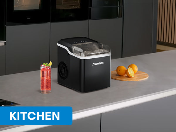 Upstreman Y90 Countertop Ice Maker, Self-Cleaning Ice Cube Maker Machine, Max 26Lbs/Day, 9 Ice Cubes Ready in 6 Mins, Portable Bullet Ice Maker for Home, Kitchen, Office, Party