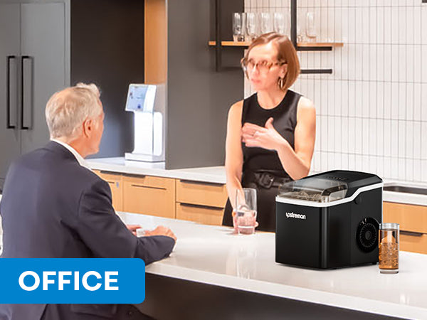 Upstreman Y90 Countertop Ice Maker, Self-Cleaning Ice Cube Maker Machine, Max 26Lbs/Day, 9 Ice Cubes Ready in 6 Mins, Portable Bullet Ice Maker for Home, Kitchen, Office, Party