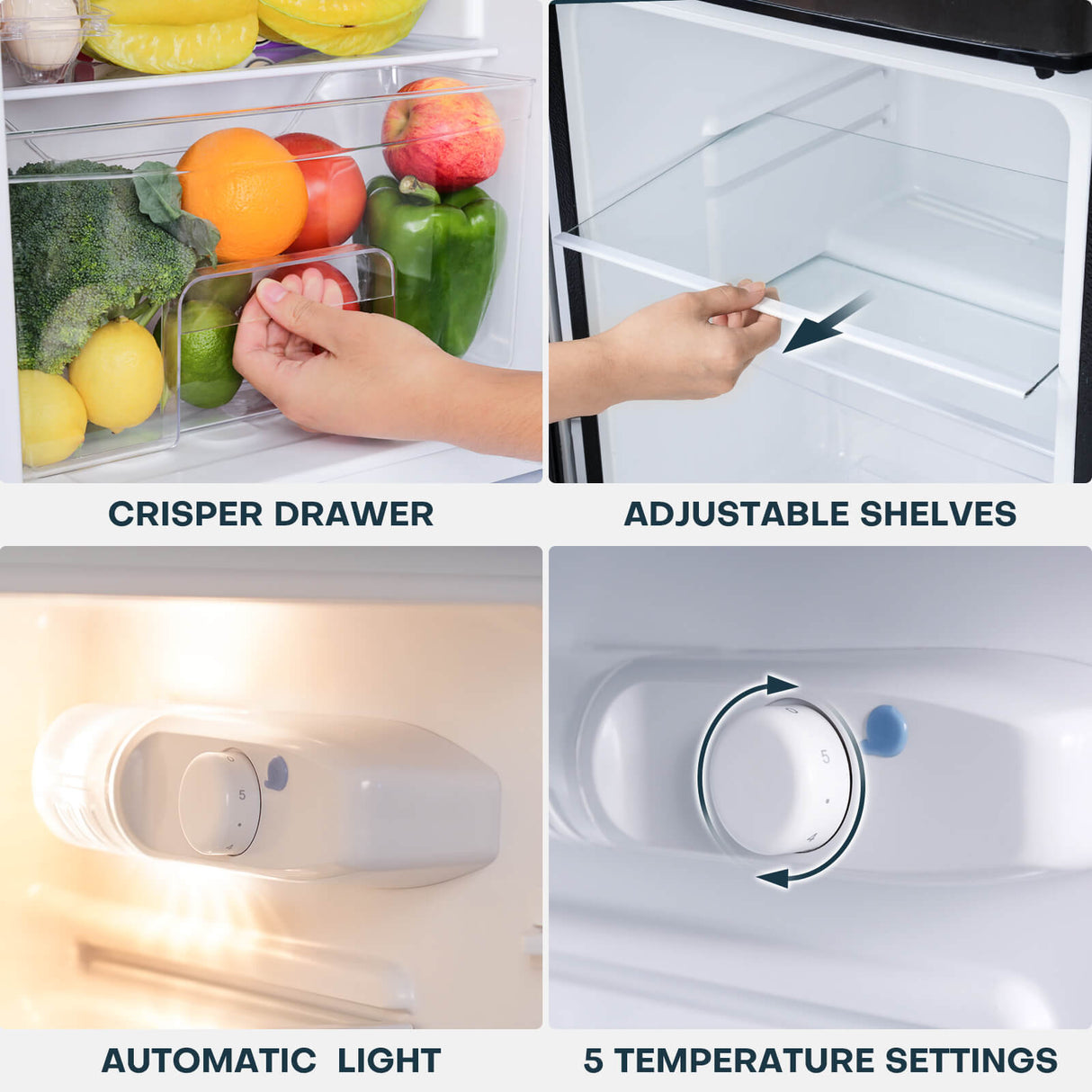 Upstreman 4.5 Cu.Ft Mini Fridge with Freezer, Single Door Small Refrigerator, Adjustable Thermostat, Low Noise, Energy-Efficient, Compact