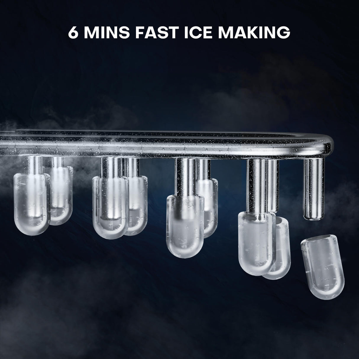 Silver Portable Ice Makers; Clear, Nugget & Bullet Ice in 5 mins