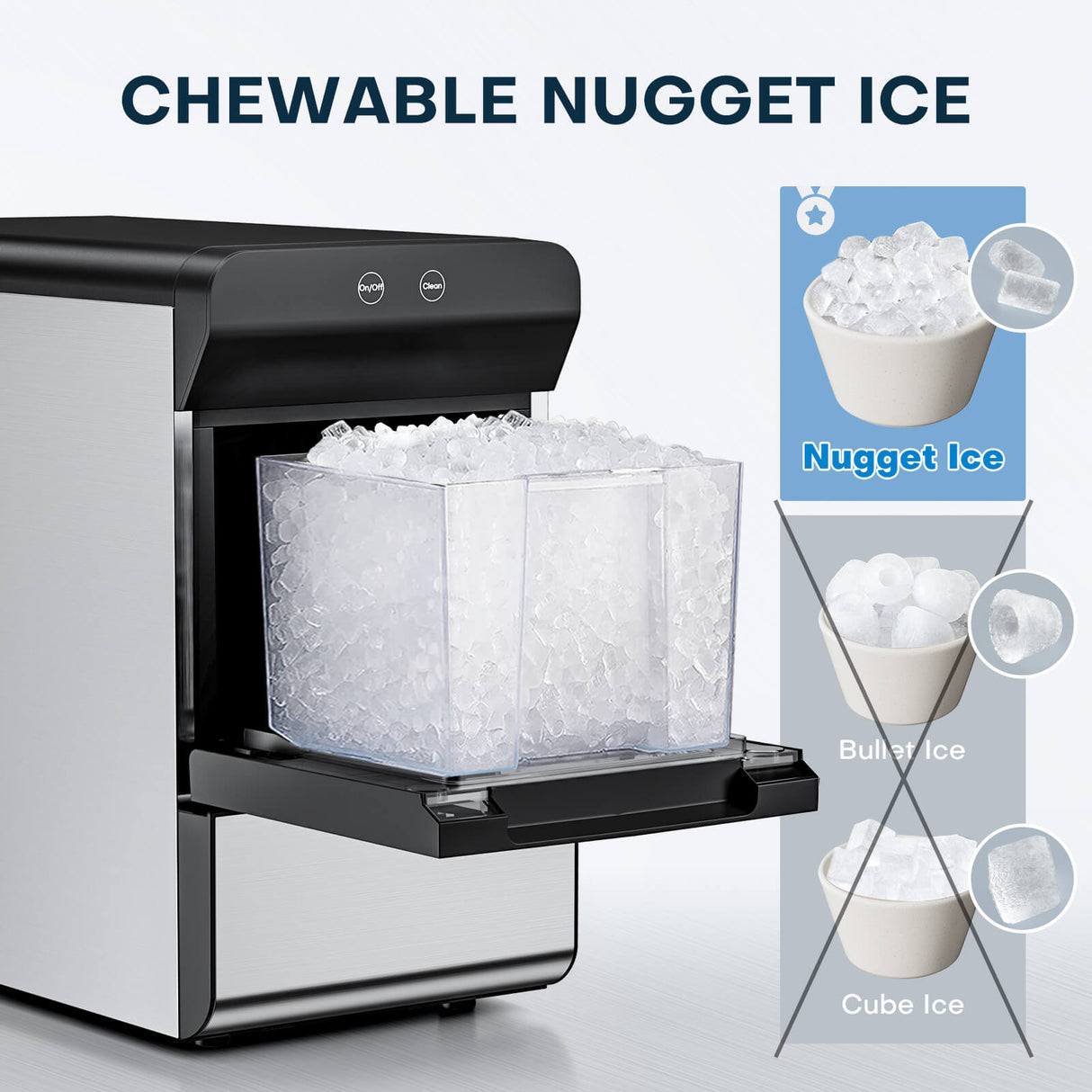 X90 Pro Nugget Ice Maker Countertop, Perfect for family use