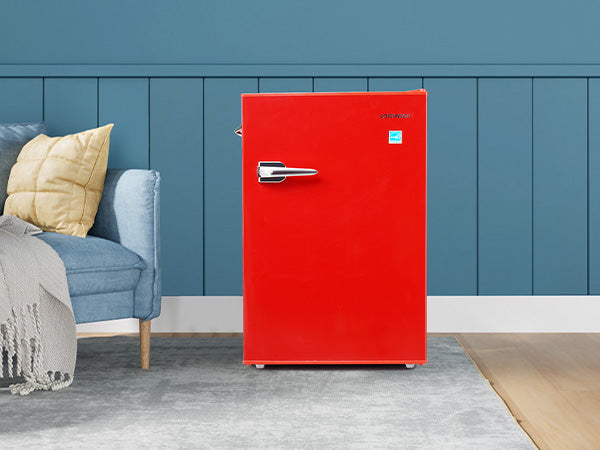 3.6 Cu.Ft Single Door Retro Mini Fridge, Red , Adjustable thermostat –  Upstreman