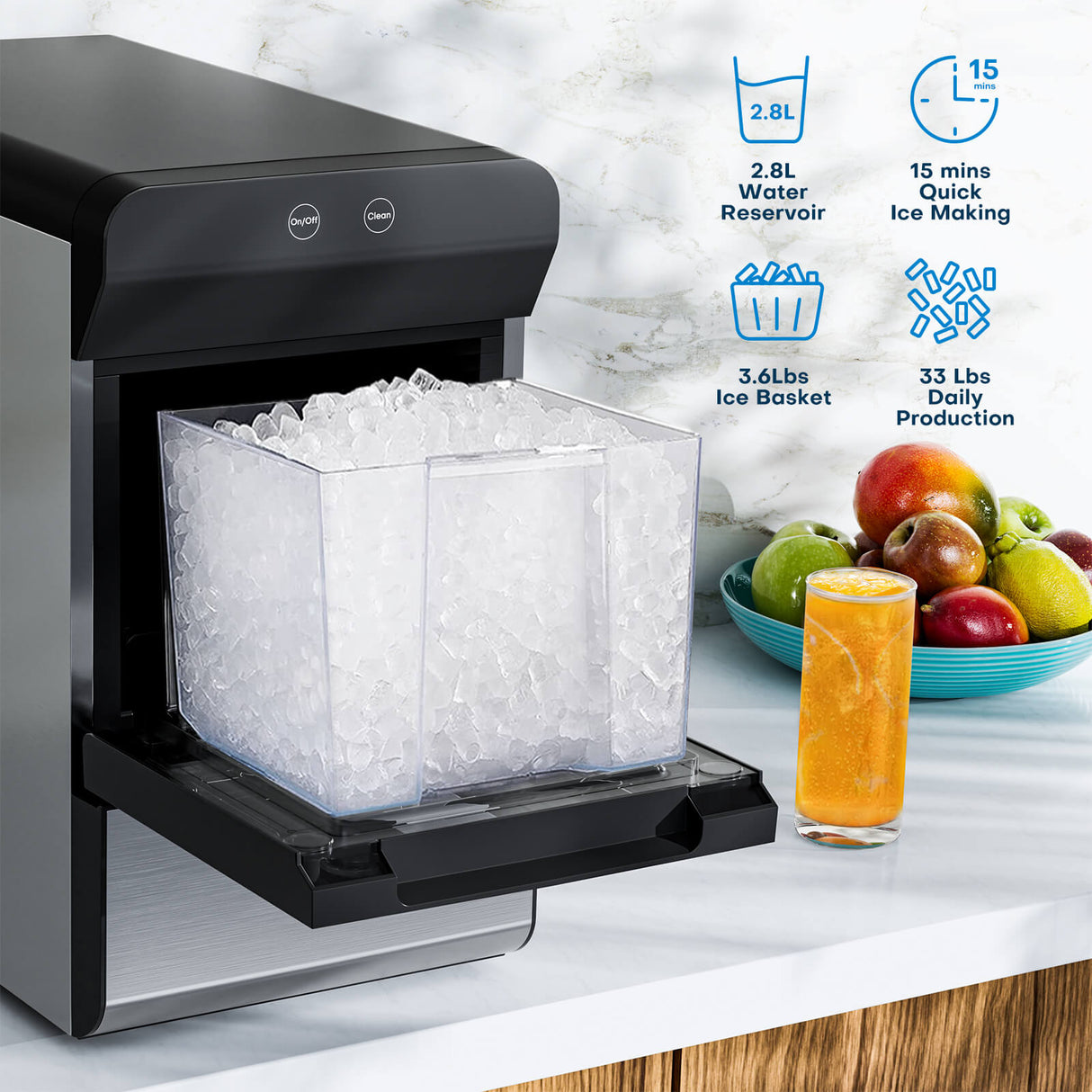 X90 Pro Nugget Ice Maker Countertop, Perfect for family use