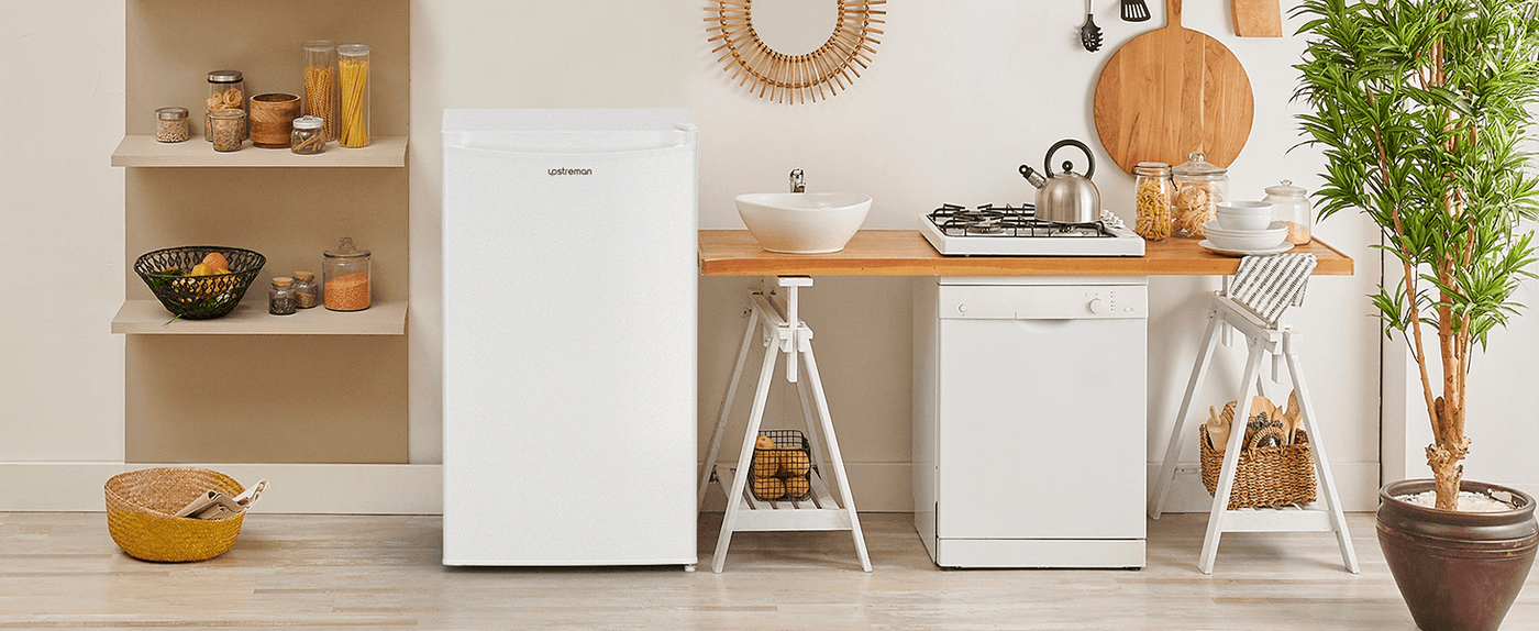 Upstreman 32 CuFt Mini Fridge with Freezer Single Door Mini Fridge Adjustable Thermostat Mini Refrigerator for Dorm Office Bedroom White-br321, 18.7*1